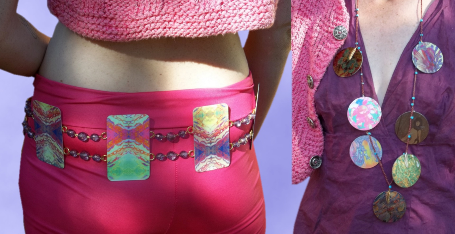 Metal Belt and Necklace made with sublimation printing